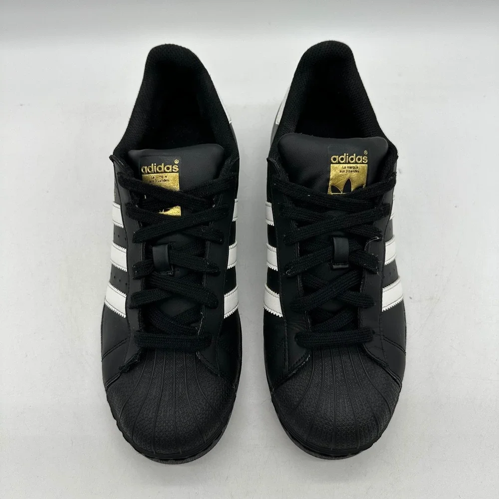 Adidas B23642 Mens Size 7 BLK/White/Gold Superstar J Core Black Shell Toe Shoes